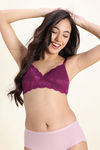 Zivame Dreamcatcher Padded Non Wired Medium Coverage Lace Bra - Dark Purple — thumbnail 1